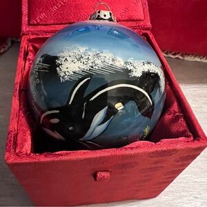 Blue and Black Whale Ornament